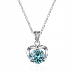 Bague Ringen t&otilde;eline moissanite teemant ripats kaelakee 1 kat D v&auml;rvi 925 sterling h&otilde;bedast s&uuml;dame ripatsiga pulma ehted naistele 45cm sinine