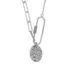 Les Tr&eacute;sors De Lily [R4970] &ndash; k&auml;sit&ouml;&ouml;na valmistatud h&otilde;bedast kaelakee, h&otilde;bedane 'Cl&eacute;opatra' (roodiumiga kaetud) - medaljon 15x11 mm - 25x7 mm (tromboon) h&otilde;be