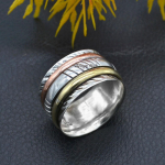 Kolmetooniline s&otilde;rmus 925 h&otilde;bedane! Spinner Rings naistele! Spinner Ring Meditation Ring K&auml;sitsi valmistatud Spinner Ring Spinner Ring 6 h&otilde;be