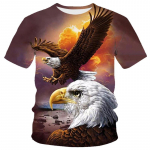Mood Summer Eagle And Flame Phoenix Animal 3D tr&uuml;kitud T-s&auml;rk meeste T-s&auml;rgile Kaelusega l&uuml;hikeste varrukatega T-s&auml;rk Top Hot 6XL