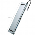 12-&uuml;hes dokkimisjaam: Kahekordne HDMI VGA v&auml;ljund, USB3.0, PD kiirlaadimine, 3,5 mm heliv&auml;ljund, RJ45, 87 W U-ketta jaoks, hiir, klaviatuur 12 IN 1