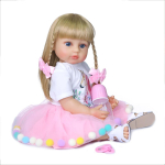 NPK 55 cm Reborn Baby Doll Printsess V&auml;ikelapse t&uuml;drukule Pehme puutega kogu keha silikoonist j&otilde;ulukink Brown Hair