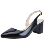 Naiste 55 mm terava varbaga Slingback pumbad sandaalid l&auml;bipaistvad PVC k&otilde;rged kontsad paksu kontsaga kleit, moekingad 35 must