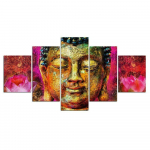 Buddha Lotus Psychedelic 5tk Moodne kodu seinakaunistus L&otilde;uend Pildikunst HD Prindimaal l&otilde;uendil elutuppa 20x35cm*2 20x45cm*2 20x55cm*1