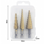 3 tk t&ouml;&ouml;riistakomplekt, sirge soonega astmeline puur, 3-12 mm 4-12 mm 4-20 mm HSS titaankattega puidust metallist auk kuld