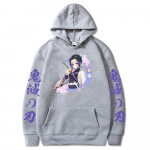 Anime Figuurid Demon Slayer Tr&uuml;kitud kapuutsid Lapsed Hu Tao Meeste Pusa Anime Cosplay Riided Kapuutsiga Oversize Pusad Pullover Fliisist kapuutsid XS must