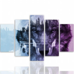 Viieosaline pildil&otilde;uenditr&uuml;kk Wolf Forest Purple Nature 100x70 lilla
