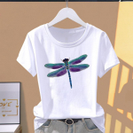 Asian Size- Naistele Naistele T Naiste Dragonfly Love Heart Trend Armsad Riietus Casual Print Summer Top Graphic T-s&auml;rk l&uuml;hikeste varrukatega S