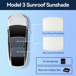 Tesla Model 3 Model Y p&auml;ikesevari j&auml;&auml;kangast p&auml;ikesesirm p&auml;ikesekaitse auto eesmise tagumise klaaskatuse katuseluugi katuseakna jaoks Model 3 2Pcs Beige