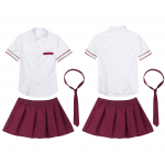 3tk Naiste koolit&uuml;druku Cosplay kost&uuml;&uuml;m Koolivormi l&uuml;hikeste varrukatega s&auml;rk ruudulise seeliku ja lipsuga M