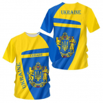 Ukraina Meeste T-s&auml;rgid Ukraina lipuga s&auml;rk 3D-tr&uuml;kiga O-kaelusega Suured l&uuml;hikesed varrukad Jersey Mood Meester&otilde;ivad T&auml;navar&otilde;ivad XXXXXL
