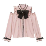 Elegantne naister&otilde;ivas Magus pluus S&auml;rk Lolita Uus Paljaste &otilde;lgadega Pikkade varrukatega K&otilde;ikjale sobivad R&otilde;ivad Kawaii Vintage pluusid M roosa