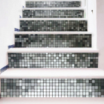 6 ribaga hallid mosaiigist trepikleebised Vin&uuml;&uuml;list isekleepuvad renoveeritud trepikleebised 39,37 x 7,08 tolli 6 astme jaoks 18cm*100cm*6pcs