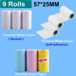 9 rulli 57 * 25 mm termopaberi sildikleebis Kleebis rullides paber miniprinteri jaoks kiirprintimise paberi vahetus hapuroheline v&auml;rv