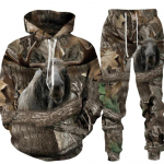 Vabaaja kamuflaaž jahiloom metssiga 3D kapuutsiga &uuml;likond Mood s&uuml;gisene meeste spordidress, vaba taskuga pullover meeste &uuml;likond 2XL