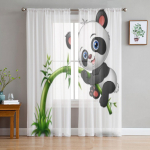 Armsad Baby Panda Tree Bamboo L&auml;bipaistvad kardinad Magamistoa Elutoa T&uuml;llkardinad K&ouml;&ouml;giaknale Voile kardinad 135W x 114H(cm)
