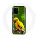 Rohelise taustaga &uuml;mbris Samsung Galaxy S11 Plus Yellow Parakeet Birds jaoks