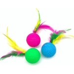 3 tk segatud naljakas plastikust golfipall sulgedega kassim&auml;nguasjaga, interaktiivne kassipoegade kassipallim&auml;nguasi lemmikloomatarbed 3PCS