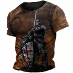 Retro templir&uuml;&uuml;tlid Meeste T-s&auml;rgid Suvised lahtised pol&uuml;estrist l&uuml;hikeste varrukatega meeste topid Crusader Soldier r&otilde;ivad r&otilde;ivad L