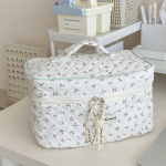 Armas teppimine puuvillane meigikott Naiste lukuga kosmeetikavahend Naiste riidest k&auml;ekotikarp Kaasaskantav tualett-tarvete kott valge