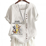 Armas mustriga naiste puuvillane linane vabaaja t-s&auml;rk &uuml;mara kaeluse ja l&uuml;hikeste varrukatega n&ouml;&ouml;biga S-5XL S