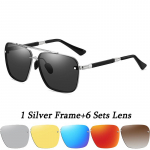 6 paari objektiive Magnetilised vahetatavad l&auml;&auml;tsed Meeste metallraamiga s&otilde;idup&auml;ikseprillid must