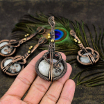 Natural Rainbow Moonstone Gemstone Copper Wire Wrap Gift Pendant 3.35 l8n59