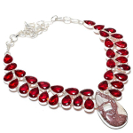 Natural Wild Horse,Garnet Handmade 925 Sterling Silver Jewelry Necklace 18 o3l36
