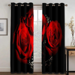 Punase roosi lill valge luik 3D-disain Luksuslikud aknakardinad t&uuml;drukutele Elutuba Magamistoa Kodukaunistus 2 t&uuml;kki Tasuta kohaletoimetamine 2024 W50xH130(CM)x2PCS-Rod pocket