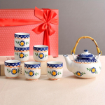 1 Komplekt Poola stiilis k&auml;sitsi maalitud keraamiline teeserviis t&otilde;stetava k&auml;epidemega teekann Gongfu tee teeserviis sisaldab 1 kannu ja 6 tassi koos filtris&otilde;elaga tee tarvikud kingitused Ceramics