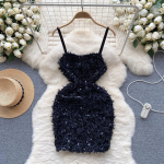 Dopamine Pure Desire Gyaru Sle Sling Naiste Litritega pehme disainiga Sense Light Luxury Sheath L&uuml;hike kleit S must