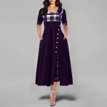 Suvine moodne &uuml;mara kaelusega p&otilde;rkev&auml;rv varrukatega ebaregulaarne pikk kleit L must