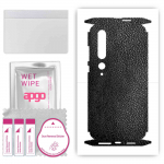 apgo Protective Skin Sticker for the back+sides compatible with Xiaomi Mi 10 Pro 5G, Full Wrap Film, Foil, Vinyl - Pattern Black Leather