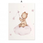 P&otilde;hjamaade Pink Blue Bear Moon Balloon Plakat Lasteaia Prindid Seinakunst L&otilde;uend Maalimine Uus beebit&uuml;druku poisi magamistoa m&auml;ngutoa sisustus 21x30cm No Framed