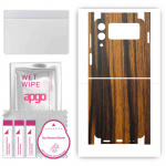 apgo Protective Skin Sticker for the back+sides compatible with Samsung Galaxy Z Flip 3, Full Wrap Film, Foil, Vinyl - Pattern Tigerwood