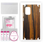 apgo Protective Skin Sticker for the back+sides compatible with Xiaomi Poco M5s, Full Wrap Film, Foil, Vinyl - Pattern Tigerwood