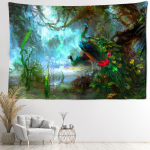 Troopiline vihmamets paabulinnu gobel&auml;&auml;n Seinaripp B&ouml;&ouml;mi stiilis kunst Maastik Loomade esteetika Toa sisekujundus 95x70CM