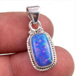 Looduslik Etioopia Opaal V&auml;&auml;riskivi K&auml;sitsi valmistatud 925 Prooviga H&otilde;bedast Ripats 1.25'' K3q91