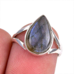 Looduslik Labradoriit Kivi 925 Prooviga Sterling H&otilde;be Ehted S&otilde;rmuse Suurus 6 q8G60 gray