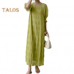 Daami suvekleit, l&uuml;hike latern, varrukatega &scaron;ifoonist tekstuuriga avara lapiline volang, &uuml;hev&auml;rviline O kael, sirge peokleit, tutvumiskleit tumehall v&auml;rv