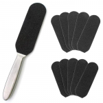 Pedik&uuml;&uuml;ri jalaviil kalluse eemaldaja surnud naha jaoks roostevabast terasest jalaraspi koorija koos 10 tk tasuta t&auml;idisega asenduspatjadega