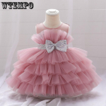Beebi suvekleit 1-aastane punnis roosa lastele vibu Ristimine Printsess Brithday Vestidos V&auml;ikelaste Ristimine Beebit&uuml;drukute riided 2 roosa