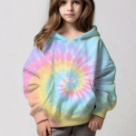 2024 Girls Ombre Lipsuga v&auml;rvitud dressipluus pikkade varrukatega &otilde;lavarrukaga kapuuts taskuga, sobib sportimiseks igap&auml;evaseks vabaajar&otilde;ivaks 150CM