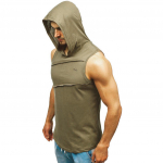 Men Hooded Striped Splicing vest jacket Patchwork Sleeveless Contrast Hoodie S valge