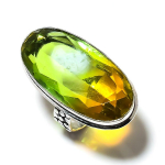 Bi-Color Tourmaline Gemstone Handmade 925 Sterling Silver Ring Size 8 t7g14