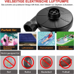 Elektriline &otilde;hupump 2-&uuml;hes &otilde;hupump &Otilde;hkmadrats t&auml;ispuhumiseks T&uuml;hjendus Elektriline pump koos 3 otsikuga &otilde;hkmadratsi jaoks T&auml;ispuhutav m&auml;nguasja ujumisr&otilde;ngas must