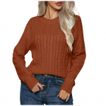 Naiste mood vabaaja taigna keerdudega kudumine &uuml;mara kaelusega pullover avar kampsun L must