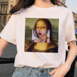 Mona Lisa T-s&auml;rk Hip Hop 90S vabaaja l&uuml;hikeste varrukatega T-s&auml;rk Riided T&auml;navar&otilde;ivad Harajuku stiil T XL valge