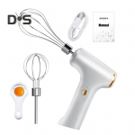 Juhtmeta elektriline munavahustaja topeltsegamispeaga 3 kiirusega kaasaskantav k&auml;sivispel koogileiva-magustoitude jaoks valge