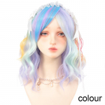 Vikerkaarev&auml;rvi kiirnuudlirull Bob-parukas, naiste kuumakindel s&uuml;nteetiline parukas, mis sobib cosplayks, Halloweeniks ja karnevaliks